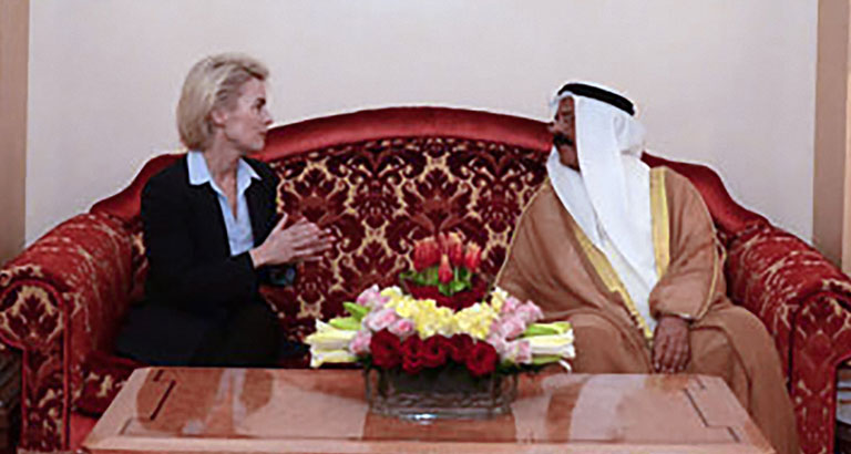 His Majesty King Hamad bin Isa Al-Khalifa received at the Gudaibiya Palace, German Defence Minister 