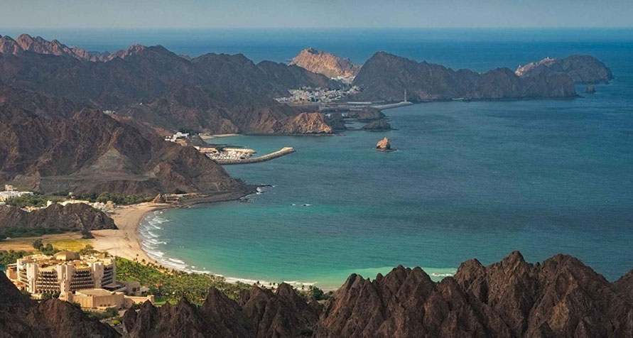 Muscat skyline and coastline for Bahrain travellers