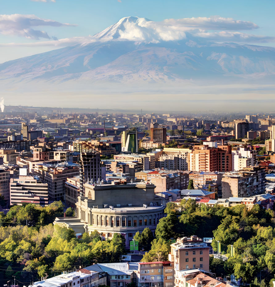 Yerevan city views with Mount Ararat