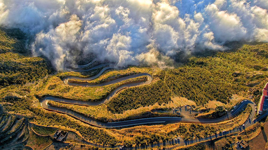 Green mountain landscape of the Asir Highlands