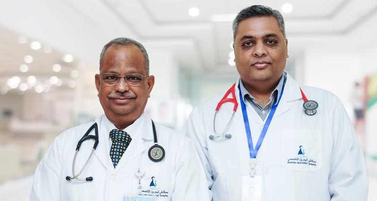 cardiologists dr nv rayudu and dr prashant prabhakar at bahrain specialist hospital