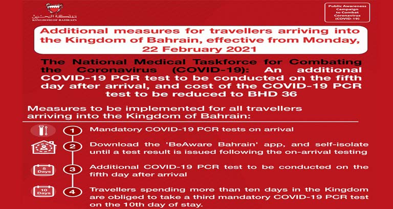 Updated requirements for travellers arriving in Bahrain 